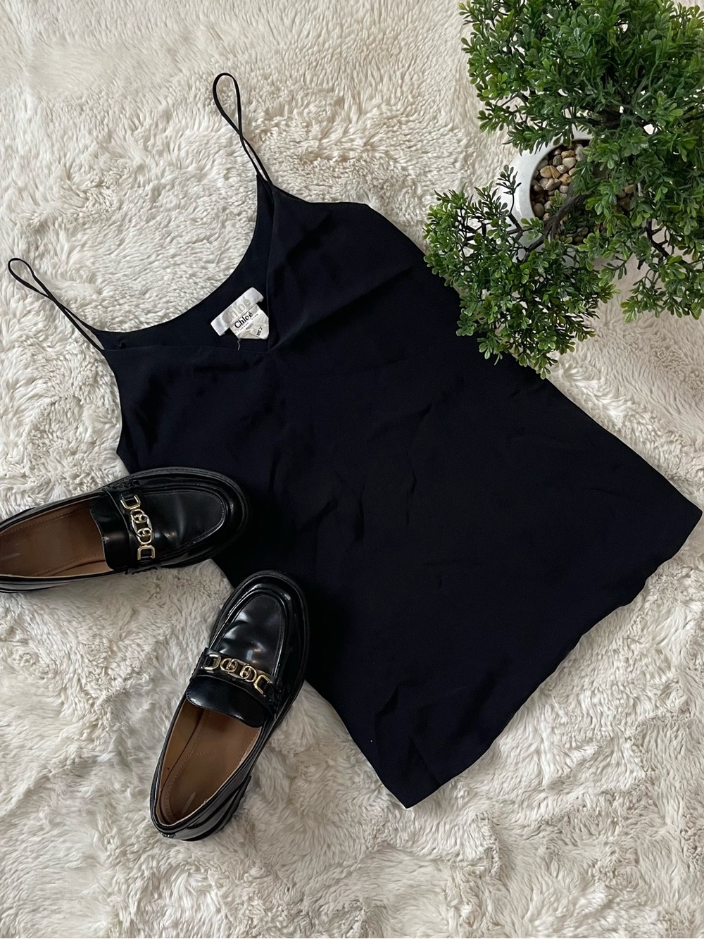Chloé Paris Black 100% Silk Camisole Slip Top FR 38 S